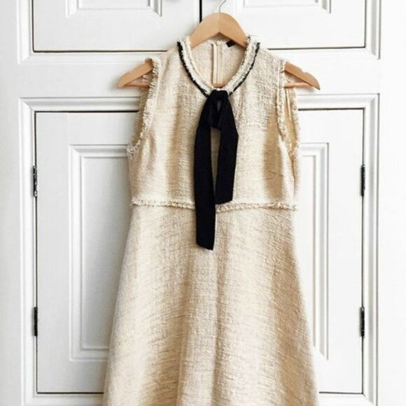 Ivory Tweed Bow Tie Dress - Picture 1 of 4